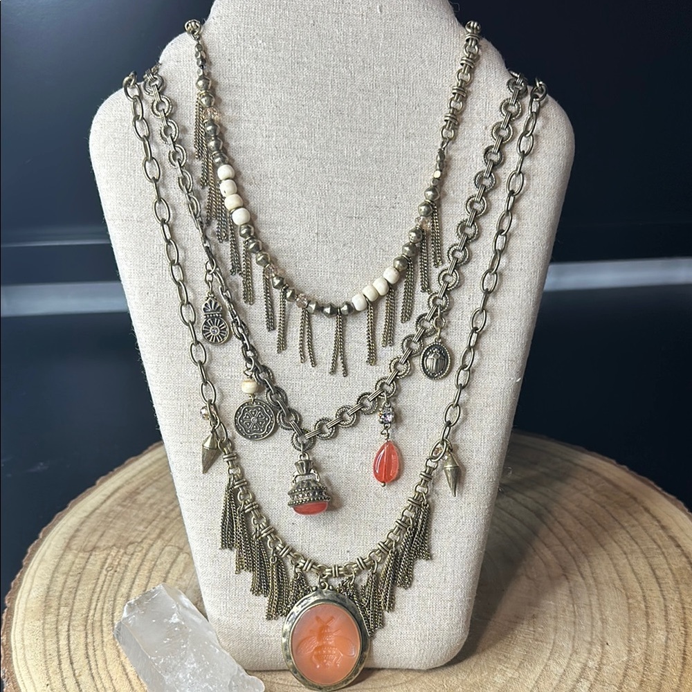 Silpada Triple Layered Statement Bee Pendant Char… - image 1